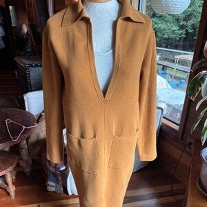 Collared, Deep V Dress, Orange - Free People